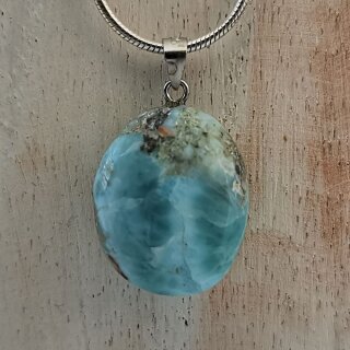 Larimar Trommelstein bis 6g mit Stiftöse aus 92,5er Silber