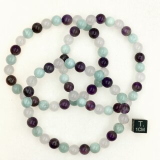 Amethyst-Aquamarin-Rosenq.-Mix Armband Kugel ca. 0,8 / 21cm VE5St.