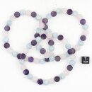 Amethyst-Aquamarin-Rosenq.-Mix matt Armband Kugel ca. 0,8...