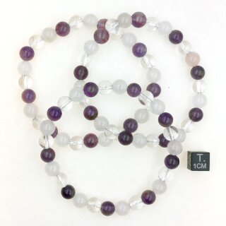 Amethyst-Rosenq.-Bergk.-Mix Armband Kugel ca. 0,8 / 21cm VE5St.