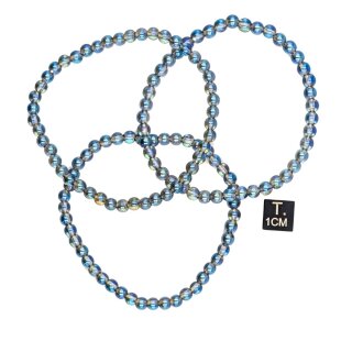 Bergkristall beh. hellblau Armband Kugel ca. 0,4 / 19cm