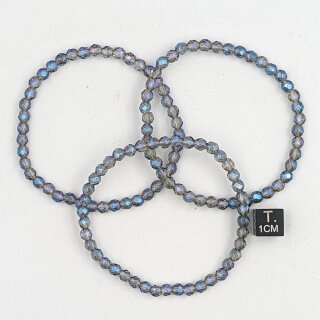 Bergkristall beh. dunkelblau Armband Kugel fac. ca. 0,4 / 19cm