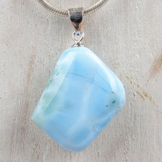 Larimar Trommelstein ca. 6-8g mit Stiftöse aus 92,5er Silber