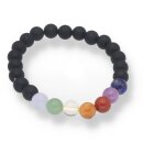 Onyx gef. matt mit 7 Chakra Farben Armband Kugel ca. 0,8...