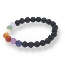 Onyx gef. matt mit 7 Chakra Farben Armband Kugel ca. 0,8...