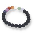 Onyx gef. matt mit 7 Chakra Farben Armband Kugel ca. 0,8 / 19cm