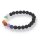 Onyx gef. matt mit 7 Chakra Farben Armband Kugel ca. 0,8 / 19cm