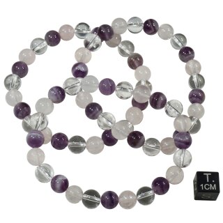 Amethyst-Rosenq.-Bergk.-Mix Armband Kugel ca. 0,8 / 19cm VE25St.