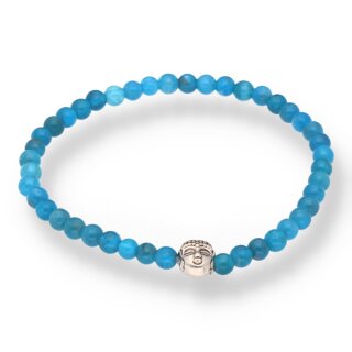 Apatit blau Armband Kugel mit Buddhakopf ca. 0,4 / 17cm