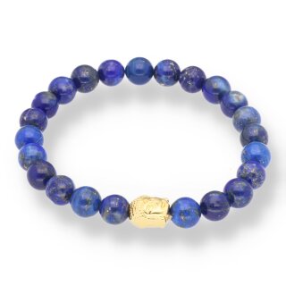 Lapislazuli Armband Kugel mit Buddhakopf ca. 0,8 / 19cm A-Qualität