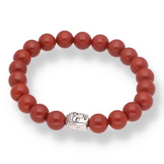 Jaspis rot Armband Kugel mit Buddhakopf ca. 0,8 / 19cm