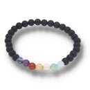 Onyx gef. matt mit 7 Chakra Farben Armband Kugel ca. 0,6...