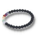 Onyx gef. matt mit 7 Chakra Farben Armband Kugel ca. 0,6...