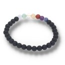 Onyx gef. matt mit 7 Chakra Farben Armband Kugel ca. 0,6 / 19cm