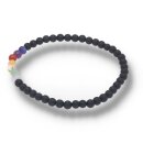 Onyx gef. matt mit 7 Chakra Farben Armband Kugel ca. 0,4...