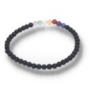 Onyx gef. matt mit 7 Chakra Farben Armband Kugel ca. 0,4 / 19cm