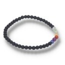 Onyx gef. matt mit 7 Chakra Farben Armband Kugel ca. 0,4 / 19cm