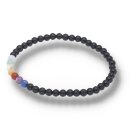 Onyx gef. mit 7 Chakra Farben Armband Kugel ca. 0,4 / 19cm