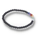 Onyx gef. mit 7 Chakra Farben Armband Kugel ca. 0,4 / 19cm