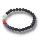 Onyx gef. mit 7 Chakra Farben Armband Kugel ca. 0,6 / 19cm