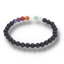 Onyx gef. mit 7 Chakra Farben Armband Kugel ca. 0,6 / 19cm