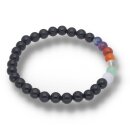 Onyx gef. mit 7 Chakra Farben Armband Kugel ca. 0,6 / 19cm